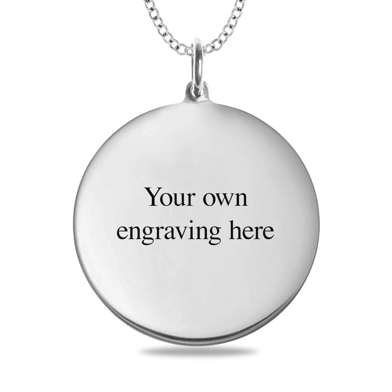 Main Image 3 of Engravable Photo Rope Frame Circle Pendant in Sterling Silver (1 Image and 3 Lines)