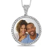 Thumbnail Image 0 of White Sapphire Frame Engravable Photo Circle Pendant in Sterling Silver (1 Image and 4 Lines)