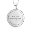 Thumbnail Image 2 of White Sapphire Frame Engravable Photo Circle Pendant in Sterling Silver (1 Image and 4 Lines)