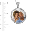 Thumbnail Image 3 of White Sapphire Frame Engravable Photo Circle Pendant in Sterling Silver (1 Image and 4 Lines)