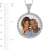 Thumbnail Image 4 of White Sapphire Frame Engravable Photo Circle Pendant in Sterling Silver (1 Image and 4 Lines)