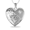 Thumbnail Image 0 of Diamond Accent Photo Heart Locket in Sterling Silver with 18K White, Yellow or Rose Gold Plate (1 Image and Line)