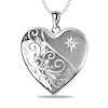 Thumbnail Image 1 of Diamond Accent Photo Heart Locket in Sterling Silver with 18K White, Yellow or Rose Gold Plate (1 Image and Line)