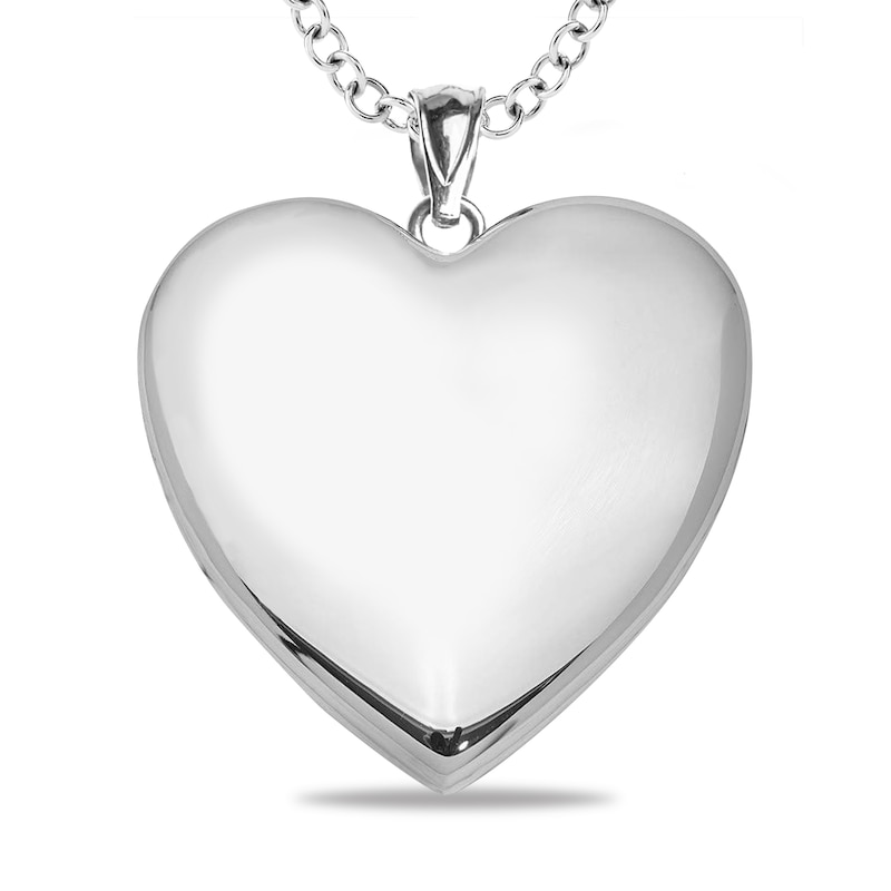 Engravable Photo Heart Locket in Sterling Silver (1-2 Images and 3 Lines)