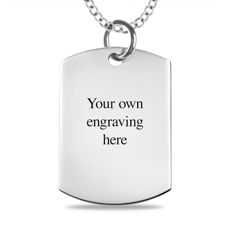 Medium Engravable Photo Dog Tag Pendant in Sterling Silver (1 Image and 3 Lines)