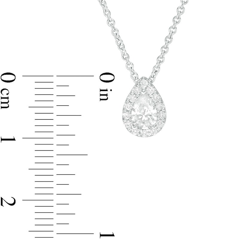 Main Image 3 of 0.45 CT. T.W. Certified Pear-Shaped Diamond Frame Pendant in 14K White Gold (I/SI2)
