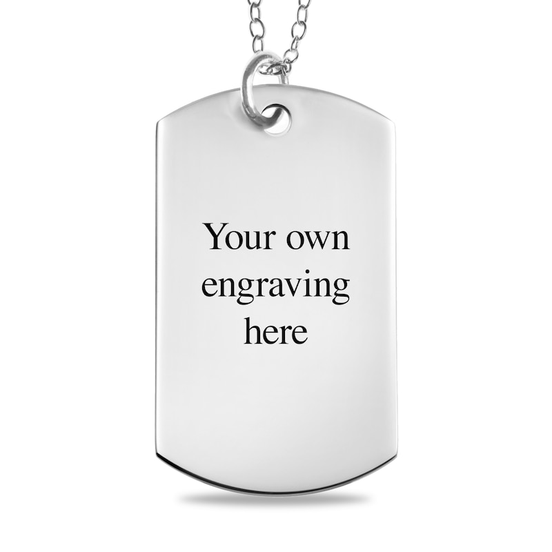 Large Engravable Photo Dog Tag Pendant in Sterling Silver (1 Image and 4 Lines)