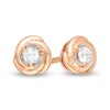 Thumbnail Image 1 of Centre of Me 0.10 CT. T.W. Diamond Love Knot Stud Earrings in 10K Rose Gold