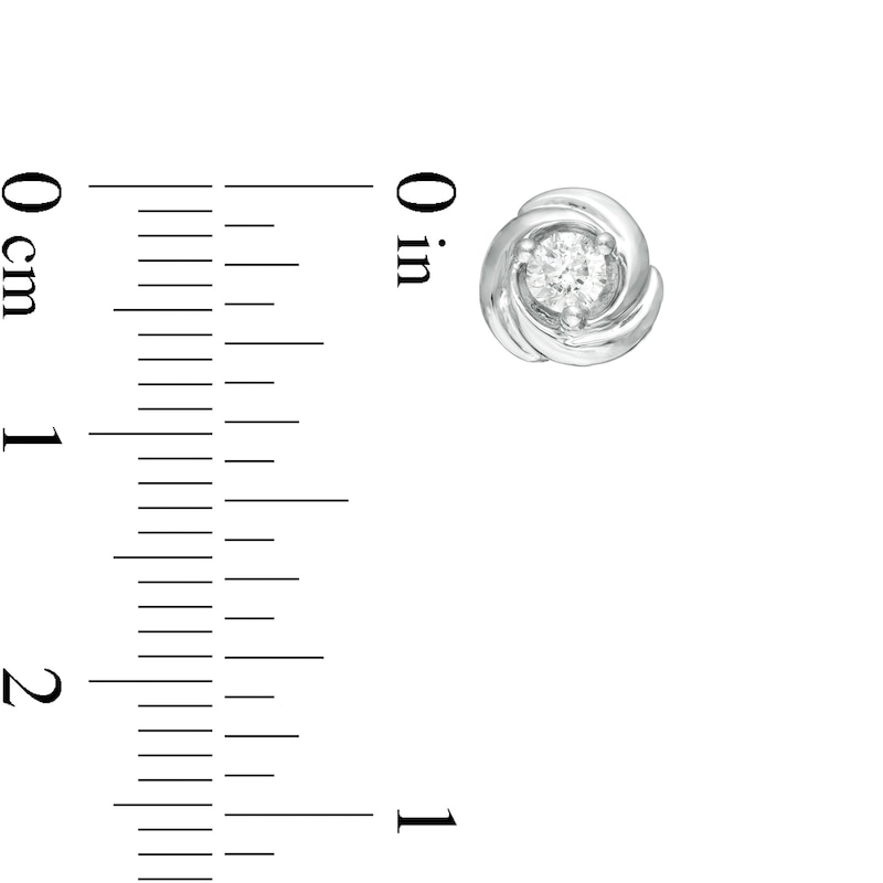 Main Image 3 of Centre of Me 0.10 CT. T.W. Diamond Love Knot Stud Earrings in 10K White Gold