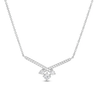 0.37 CT. T.W. Diamond Past Present Future® "X" Necklace in 10K White Gold - 17"