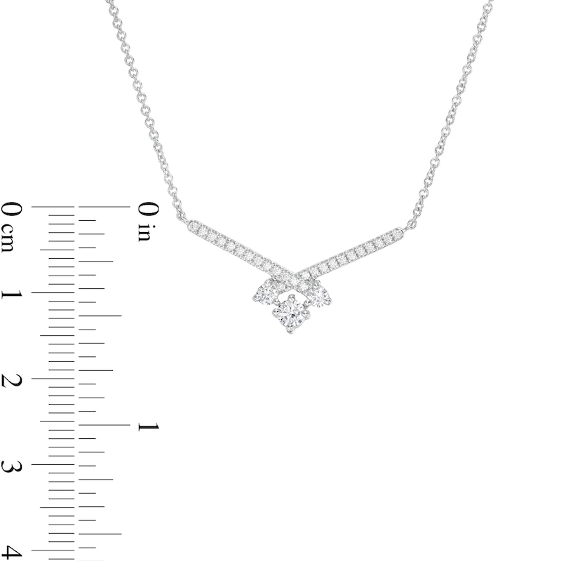 0.37 CT. T.W. Diamond Past Present Future® "X" Necklace in 10K White Gold - 17"