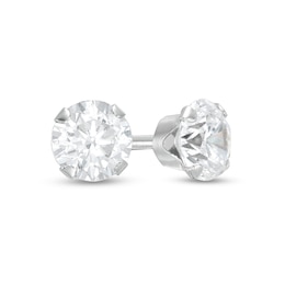 Child's 4.0mm Cubic Zirconia Solitaire Stud Earrings in 14K White Gold
