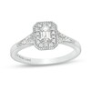 Thumbnail Image 0 of Vera Wang Love Collection 0.37 CT. T.W. Emerald-Cut Diamond Frame Vintage-Style Engagement Ring in 14K White Gold