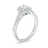 Thumbnail Image 1 of Vera Wang Love Collection 0.37 CT. T.W. Emerald-Cut Diamond Frame Vintage-Style Engagement Ring in 14K White Gold