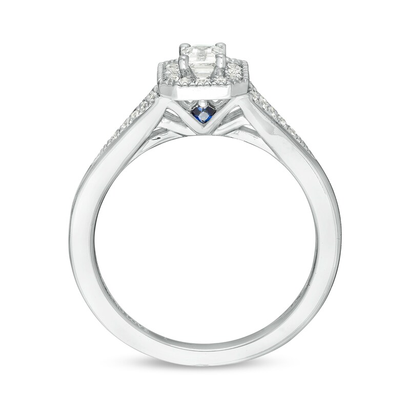 Vera Wang Love Collection 0.37 CT. T.W. Emerald-Cut Diamond Frame Vintage-Style Engagement Ring in 14K White Gold