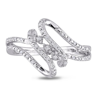 0.12 CT. T.W. Diamond Bypass Split Shank Ring in Sterling Silver