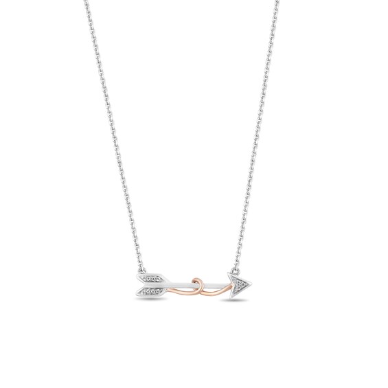 Hallmark Diamonds Inspiration 0.04 CT. T.W. Diamond Arrow Necklace in Sterling Silver and 10K Rose Gold