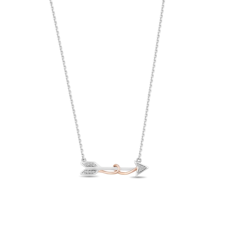 Hallmark Diamonds Inspiration 0.04 CT. T.W. Diamond Arrow Necklace in Sterling Silver and 10K Rose Gold