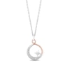 Thumbnail Image 0 of Hallmark Diamonds Inspiration 0.04 CT. T.W. Diamond Crescent Moon and Star Pendant in Sterling Silver and 10K Rose Gold