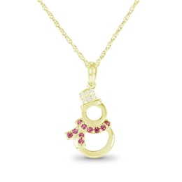 Birthstone and White Sapphire Snowman with Top Hat and Scarf Pendant by ArtCarved (1 Stone)