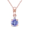 Thumbnail Image 1 of 5.0mm Tanzanite and Diamond Accent Pendant in 10K Rose Gold - 17"