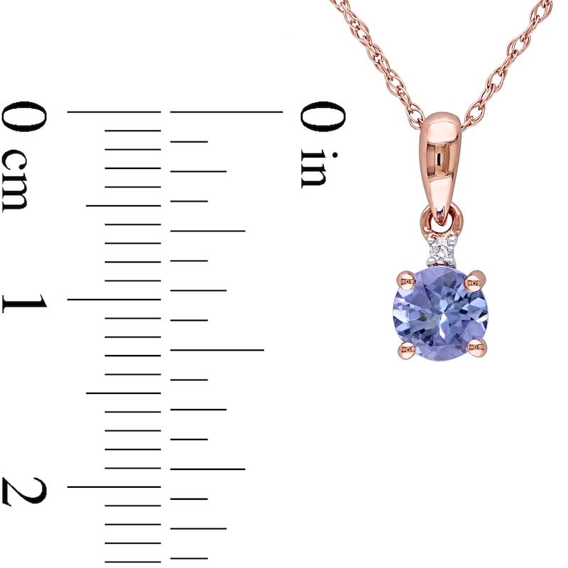Main Image 3 of 5.0mm Tanzanite and Diamond Accent Pendant in 10K Rose Gold - 17"