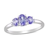 Thumbnail Image 0 of Oval Tanzanite and Diamond Accent Three Stone Ring in 10K White Gold