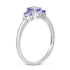 Thumbnail Image 2 of Oval Tanzanite and Diamond Accent Three Stone Ring in 10K White Gold