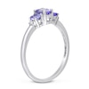 Thumbnail Image 3 of Oval Tanzanite and Diamond Accent Three Stone Ring in 10K White Gold
