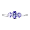 Thumbnail Image 3 of Oval Tanzanite and Diamond Accent Three Stone Ring in 10K White Gold