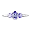 Thumbnail Image 4 of Oval Tanzanite and Diamond Accent Three Stone Ring in 10K White Gold