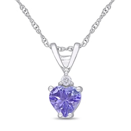 5.0mm Heart-Shaped Tanzanite and Diamond Accent Pendant in 10K White Gold - 17"
