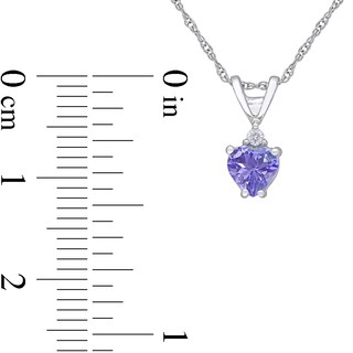 5.0mm Heart-Shaped Tanzanite and Diamond Accent Pendant in 10K White Gold - 17"