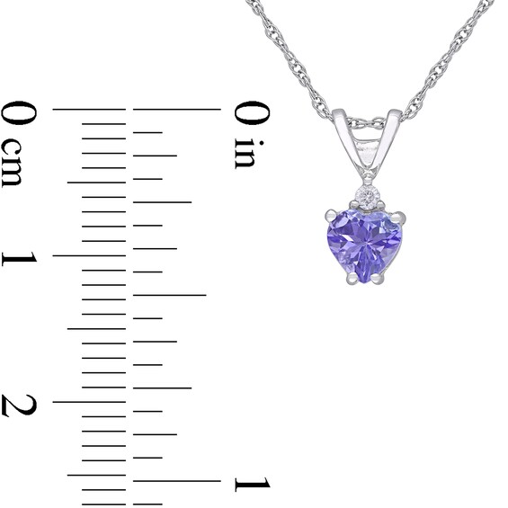 5.0mm Heart-Shaped Tanzanite and Diamond Accent Pendant in 10K White Gold - 17"