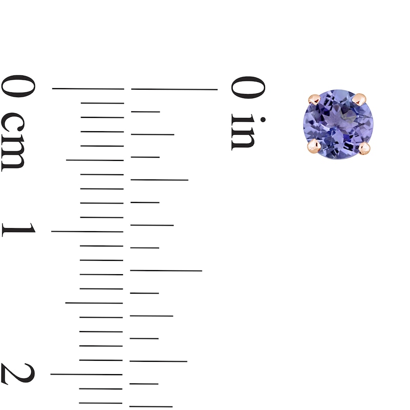Main Image 4 of 5.0mm Tanzanite Solitaire Stud Earrings in 14K Rose Gold