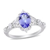 Thumbnail Image 1 of Oval Tanzanite, White Sapphire and 0.06 CT. T.W. Diamond Vintage-Style Ring in 14K White Gold