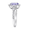Thumbnail Image 3 of Oval Tanzanite, White Sapphire and 0.06 CT. T.W. Diamond Vintage-Style Ring in 14K White Gold