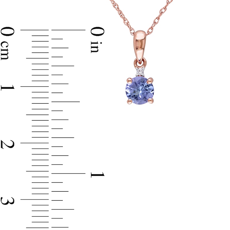 5.0mm Tanzanite and Diamond Accent Pendant in 10K Rose Gold - 17"