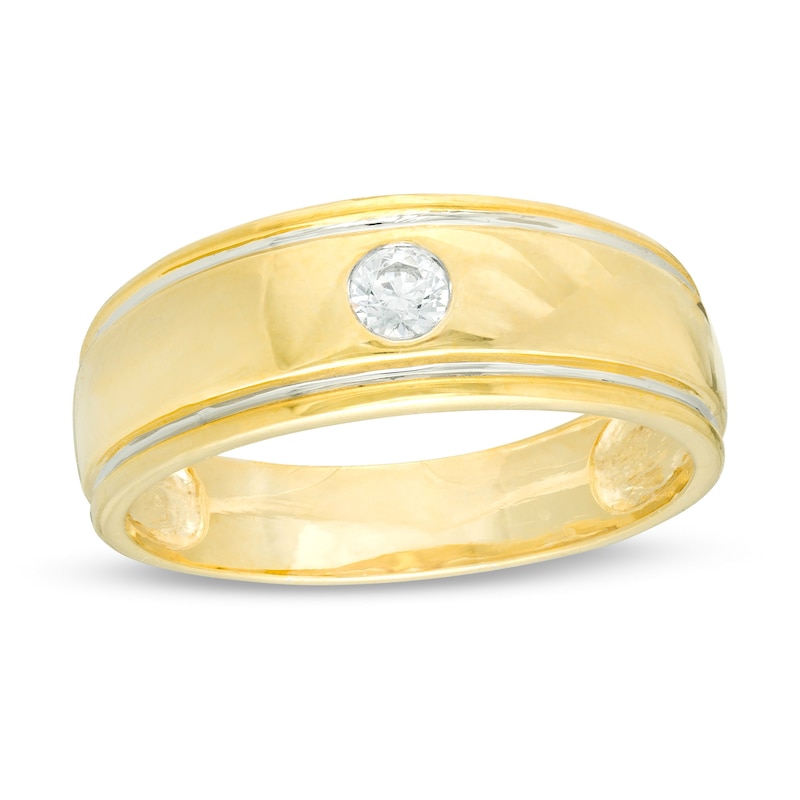 Men's 0.145 CT. Diamond Solitaire Wedding Band in 10K Two-Tone Gold|Peoples Jewellers