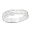 Thumbnail Image 1 of Men's 0.04 CT. Diamond Solitaire Groove Wedding Band in Sterling Silver