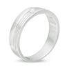 Thumbnail Image 3 of Men's 0.085 CT. Diamond Solitaire Groove Bypass Wedding Band in Sterling Silver