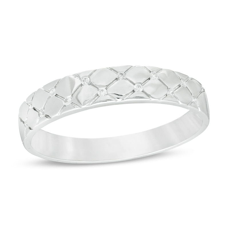 Men's 0.04 CT. T.W. Diamond Quilted Wedding Band in 10K Gold|Peoples Jewellers