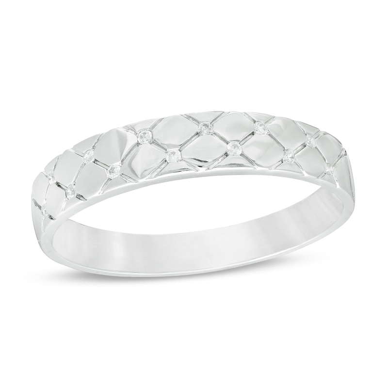 Men's 0.04 CT. T.W. Diamond Quilted Wedding Band in 10K Gold