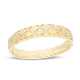 0.04 CT. T.W. Diamond Quilted Wedding Band in 10K Gold