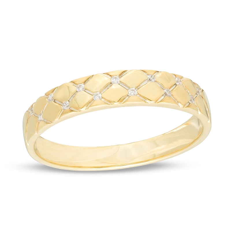 0.04 CT. T.W. Diamond Quilted Wedding Band in 10K Gold