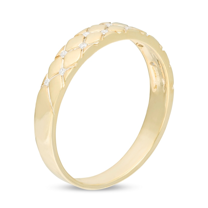 0.04 CT. T.W. Diamond Quilted Wedding Band in 10K Gold
