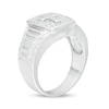 Thumbnail Image 3 of Men's 0.29 CT. T.W. Diamond Cross Ribbed Shank Ring in Sterling Silver