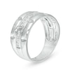 Thumbnail Image 3 of 0.23 CT. T.W. Diamond Trio Station Brick Pattern Wedding Band in 10K White Gold