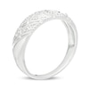 Men's Diamond Accent Herringbone Wedding Band in 10K White Gold