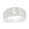 Thumbnail Image 1 of Men's 0.115 CT. T.W. Diamond Cushion Frame Ring in 10K White Gold
